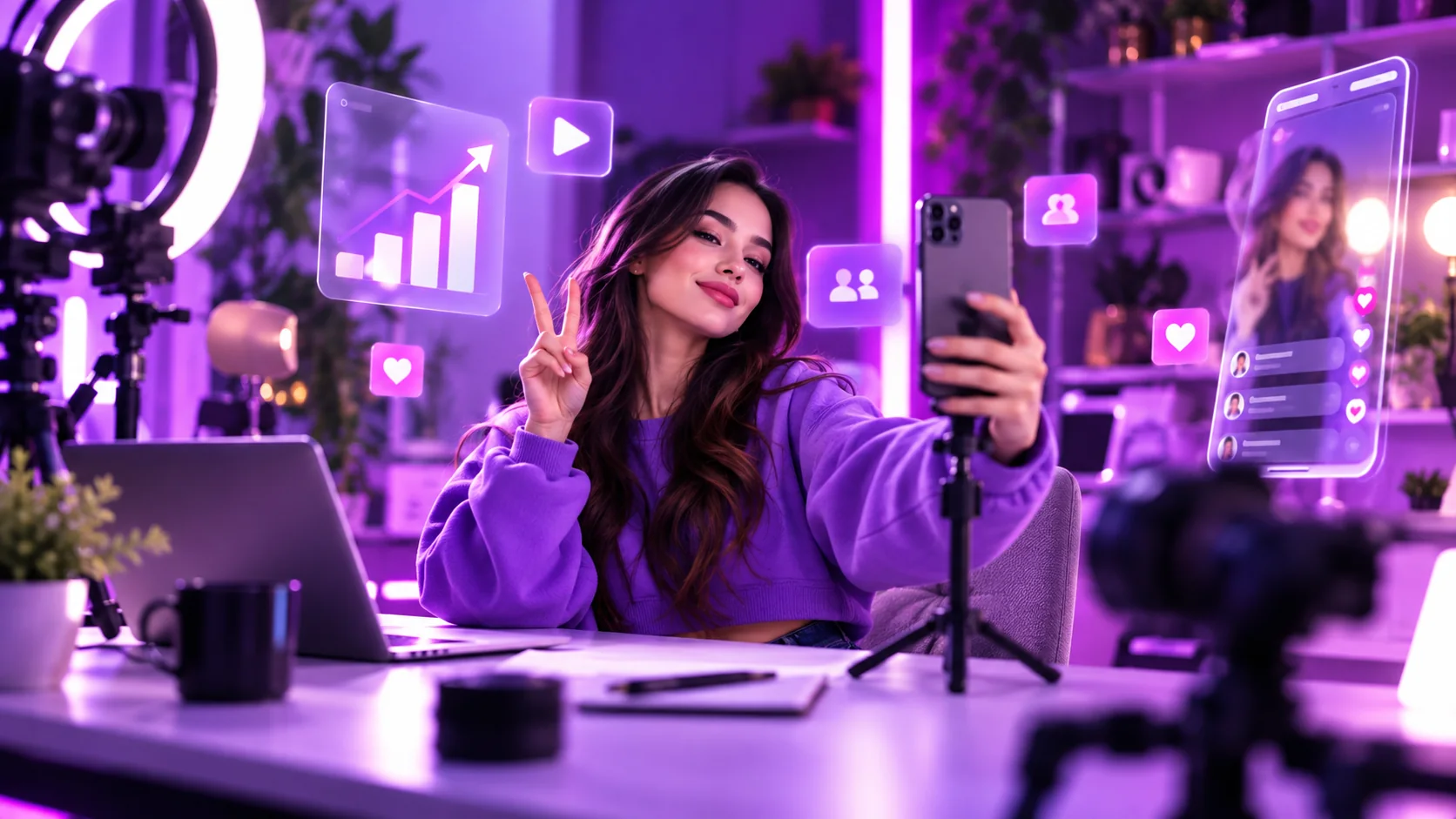 A creator working on social media content